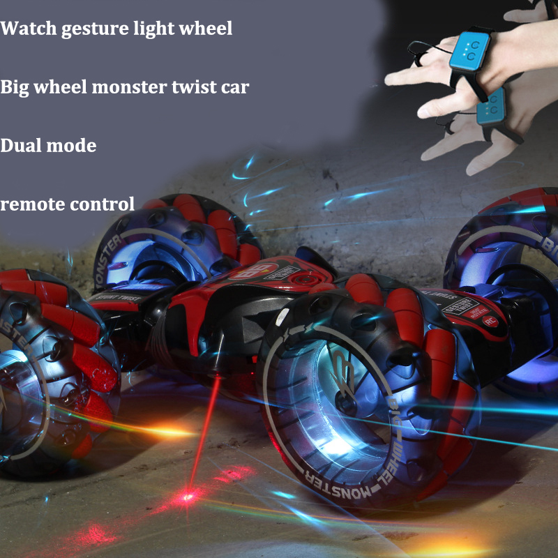 RC Car 4WD RC Stunt Car Gesture Induction Twisting Drift RC Toys With Light & Music